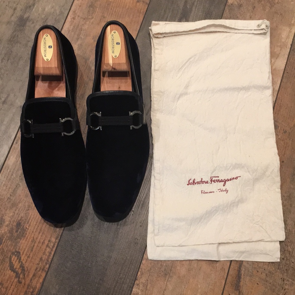 Salvatore Ferragamo Velvet Bit Loafers 8.5D